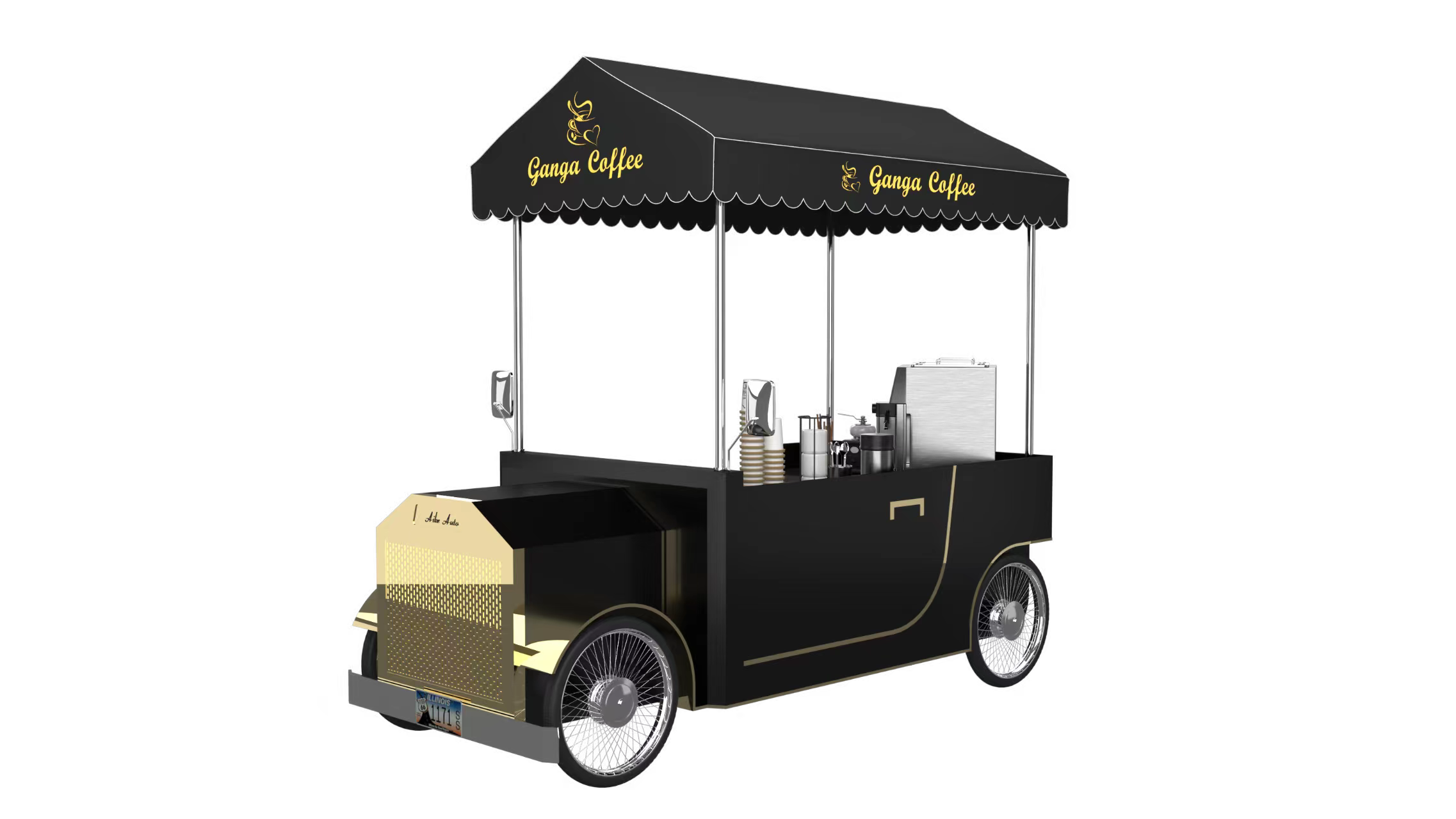 New design Food cart removable  street cart ice cream coffee cart