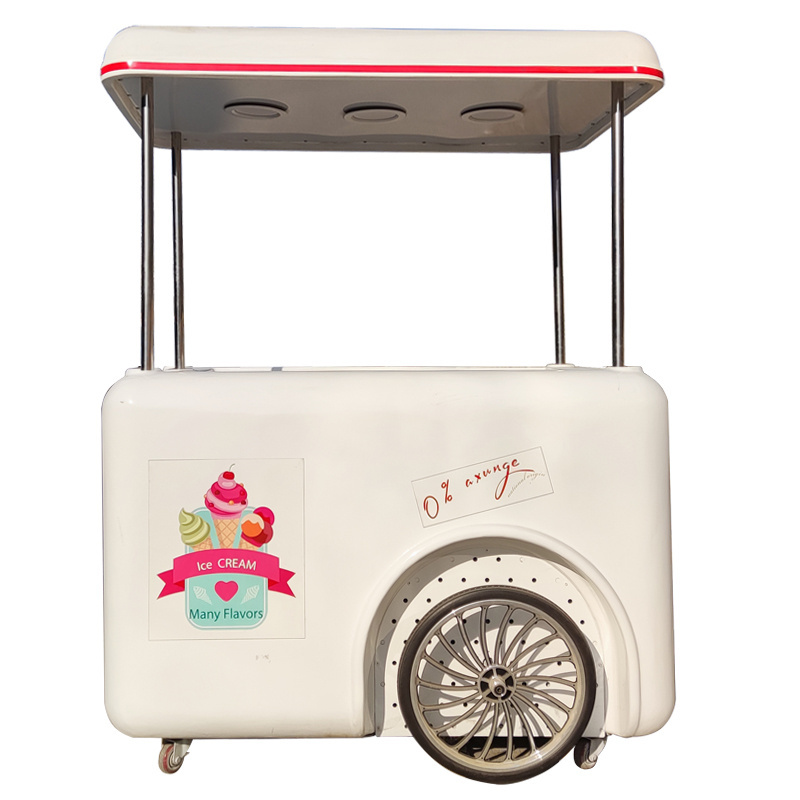 2023 New Design Ice Cream Cart with Deep Freezer Customized Cart for Shopping Mall