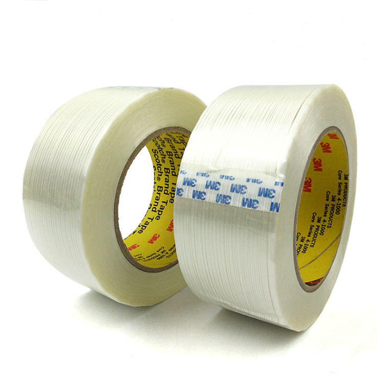 Heavy duty 3M 8915fiber shipping clear self adhesive strapping reinforced fiberglass filament tape