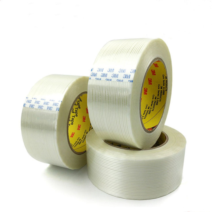 Heavy duty 3M 8915fiber shipping clear self adhesive strapping reinforced fiberglass filament tape