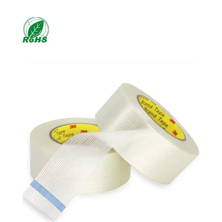 Heavy duty 3M 8915fiber shipping clear self adhesive strapping reinforced fiberglass filament tape