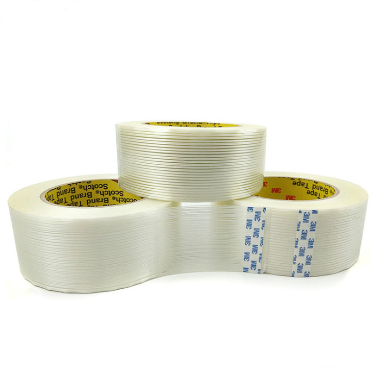 Heavy duty 3M 8915fiber shipping clear self adhesive strapping reinforced fiberglass filament tape