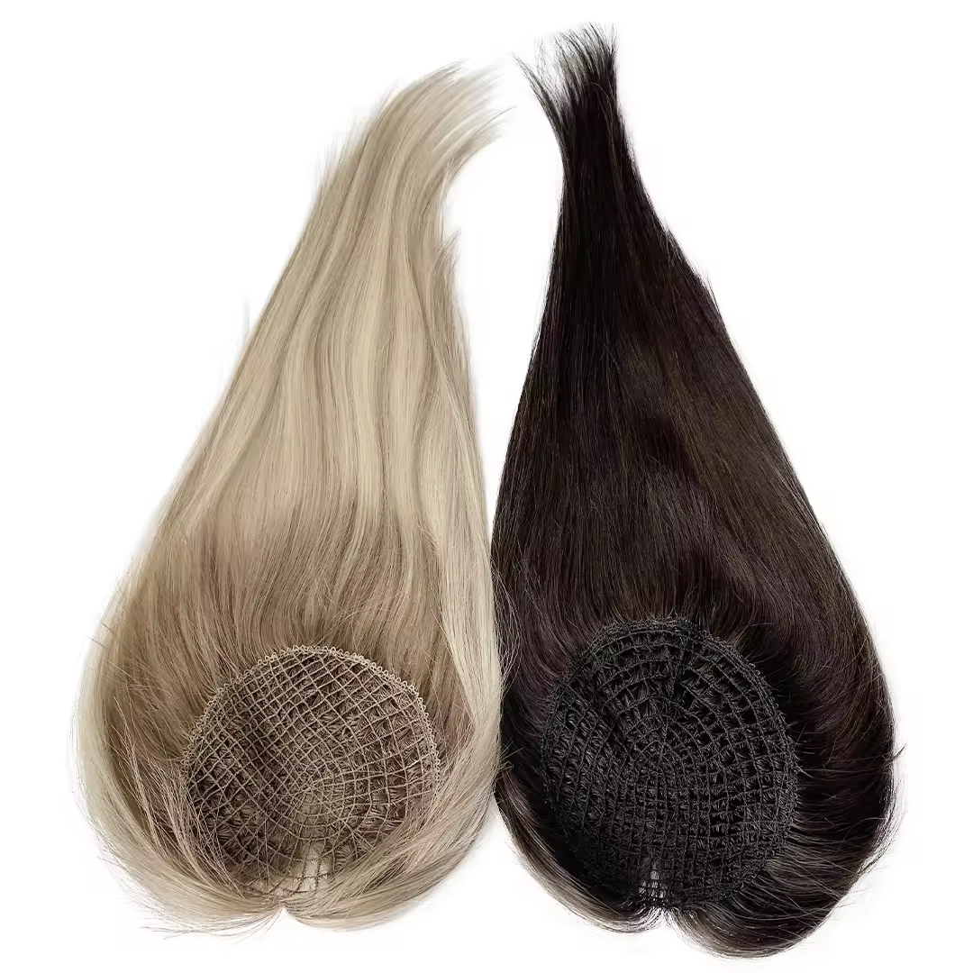 XF 2024 New Trend Hair Topper with Fishnet Virgin Cuticle Human Hair Pre Plucked Hair Topper for Women