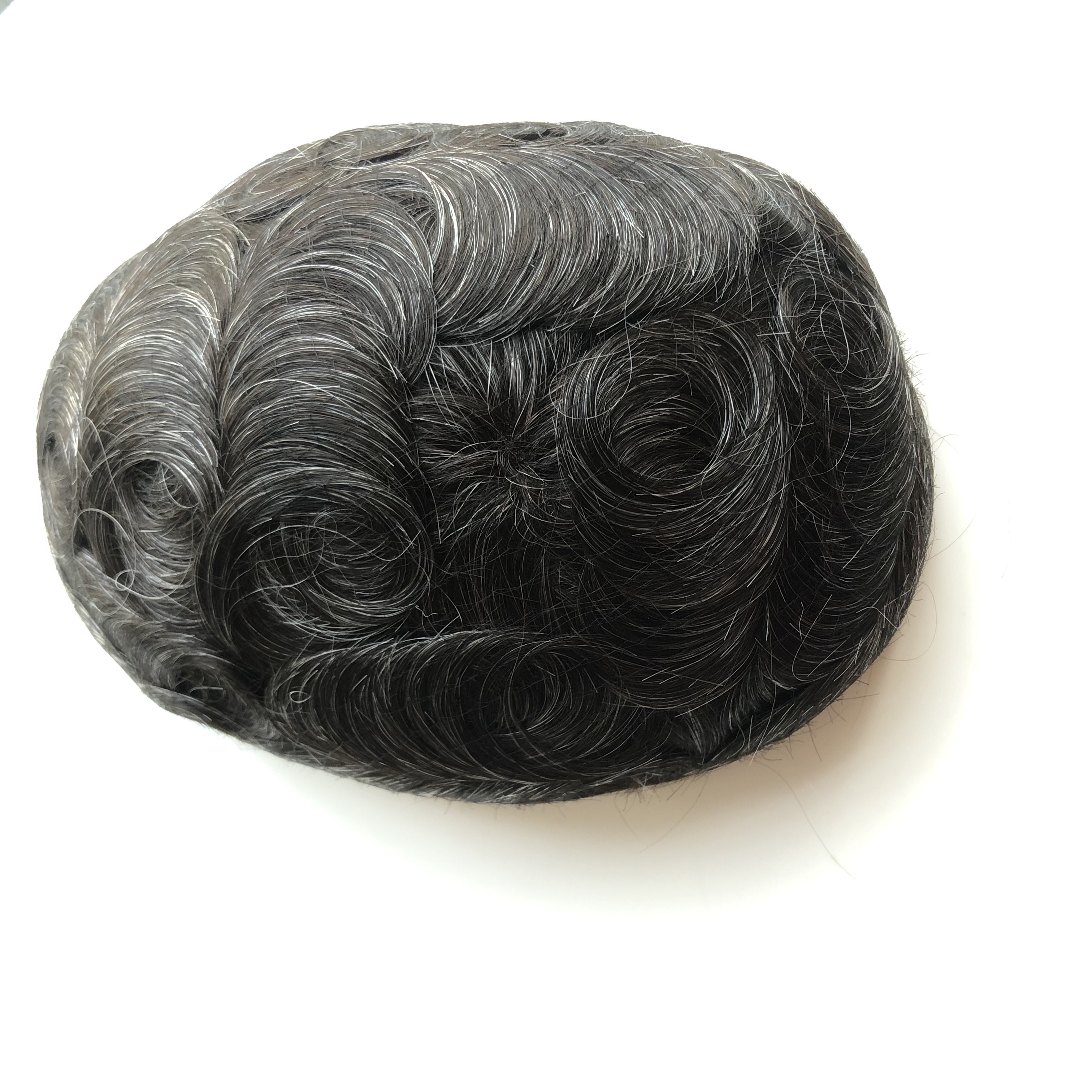 AU 150% High density human hair  lace base with pu around wholesale white hair Foureye men's wig toupee