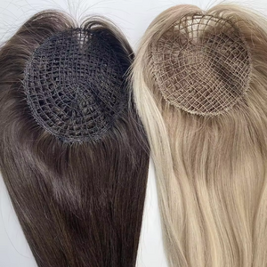 XF 2024 New Trend Hair Topper with Fishnet Virgin Cuticle Human Hair Pre Plucked Hair Topper for Women