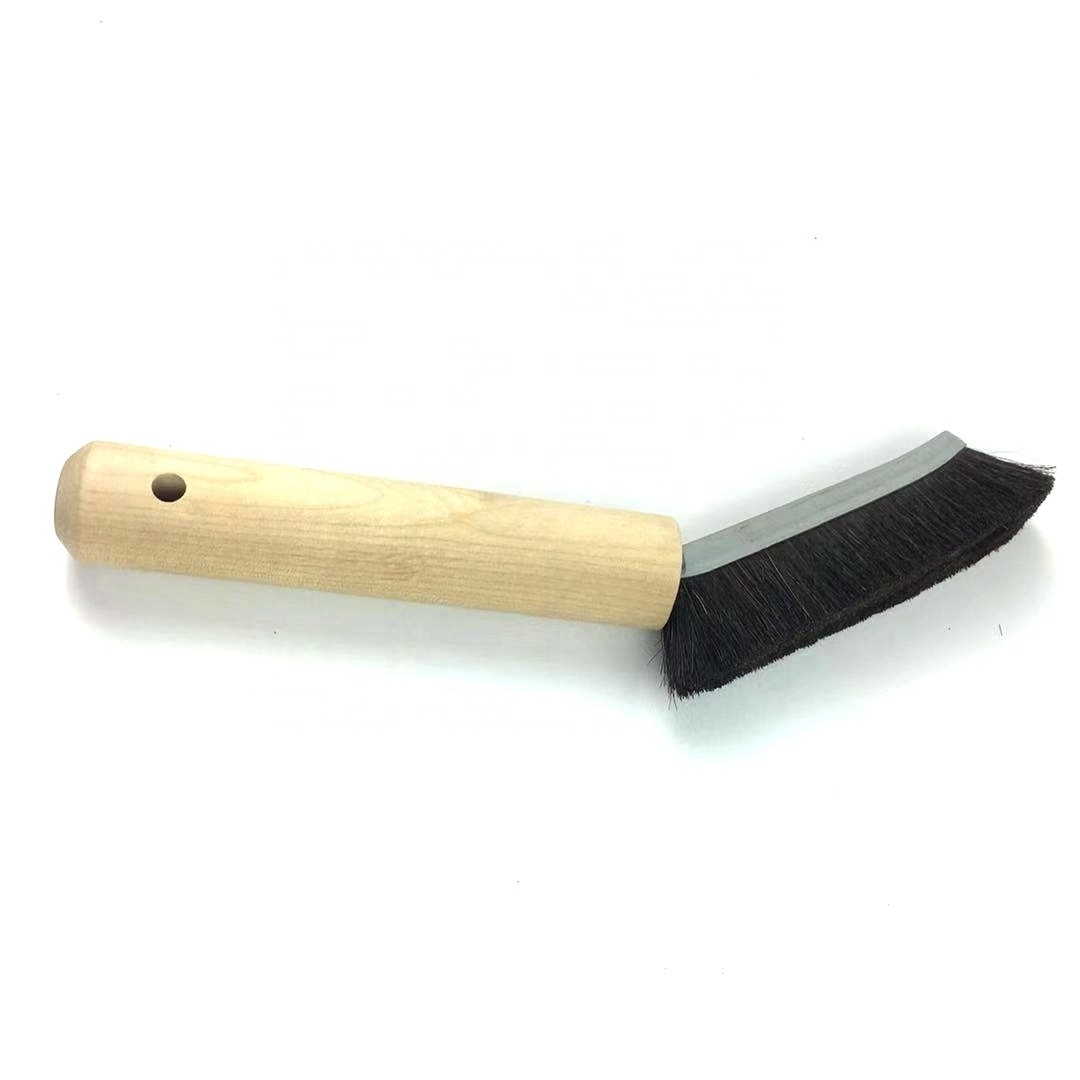 wooden bent handle Barbecue brush  Oil brush        Drilling Machine Horse Hair Mustache Dope Brush