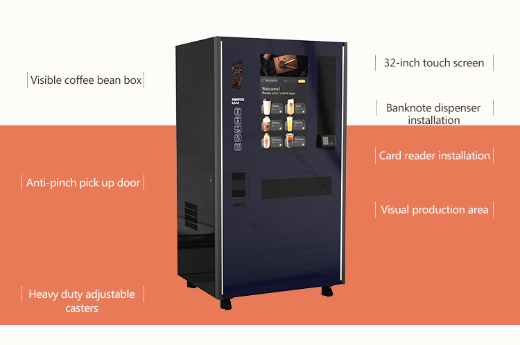 The new listing  high quality popular design custom hot and cold touch screen coffee vending machine