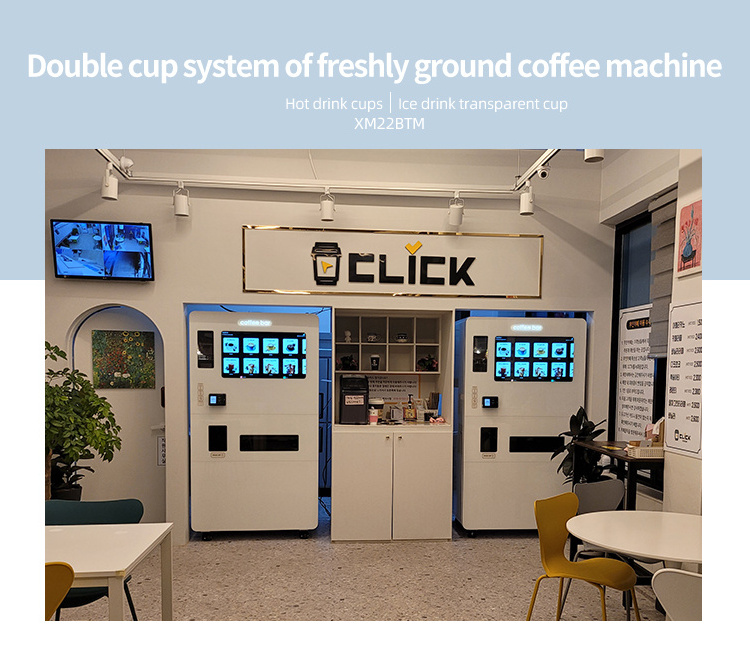 Fully automatic double-cup system freshly ground coffee vending machine