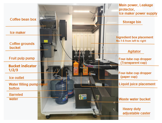 Fully automatic double-cup system freshly ground coffee vending machine