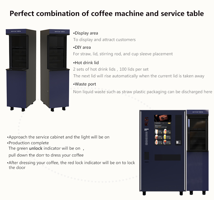 The new listing  high quality popular design custom hot and cold touch screen coffee vending machine