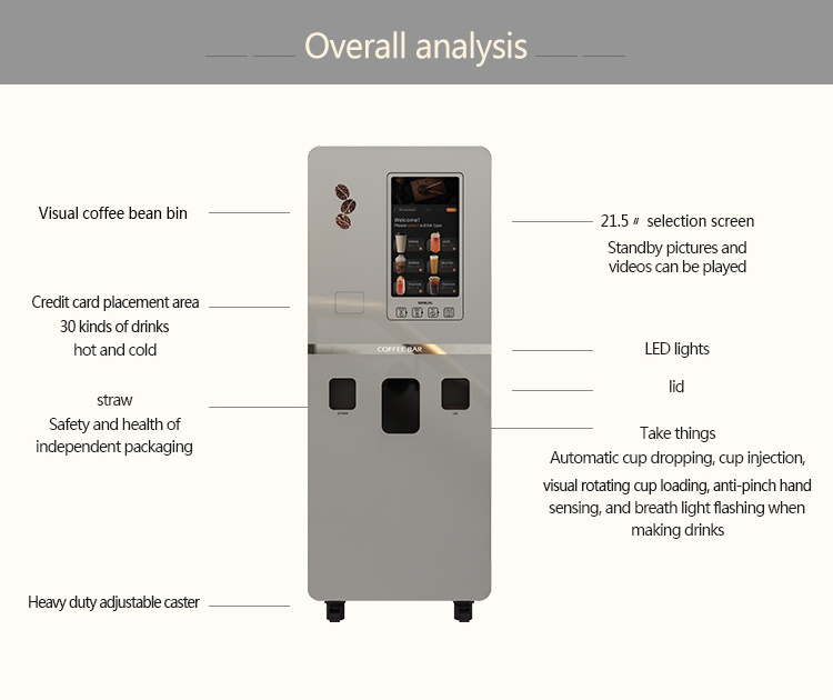 loyalsuns coffee vending machine with cold and hot drinks for business slim coffee vending machine