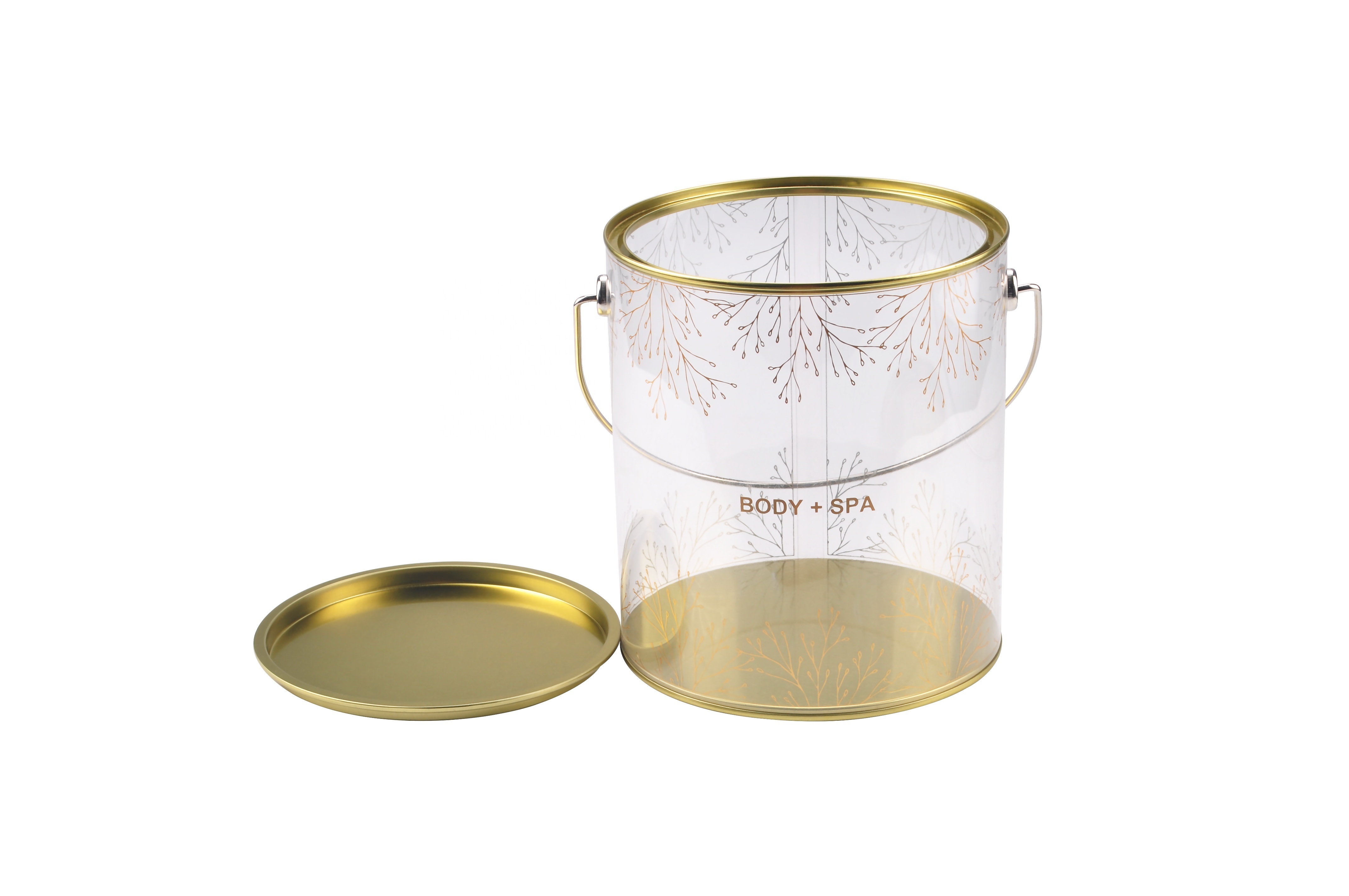 food grade clear pvc pail gallon bucket with tin lid  candy chocolate pvc plastic box