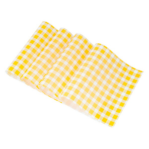 12" x 7.5" Yellow and White Checkered Greaseproof Paper, Wax Paper Sheets for Food, Sandwich Paper Sheets, Deli Wax Paper Square