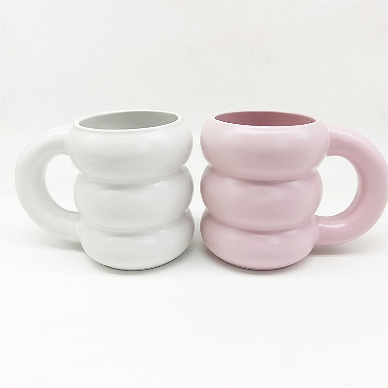 Nordic Ins Creative Simple Fat Tire Ring Pure Color Glaze Ceramic Coffee Espresso Latte Milk Mug Afternoon Tea Juice Cup