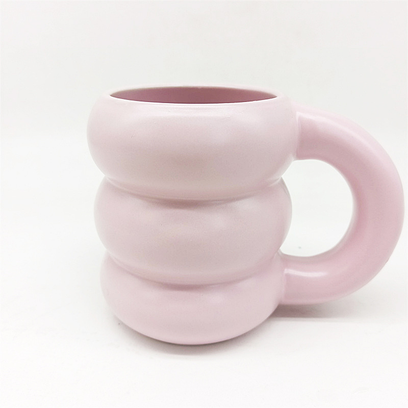 Nordic Ins Creative Simple Fat Tire Ring Pure Color Glaze Ceramic Coffee Espresso Latte Milk Mug Afternoon Tea Juice Cup