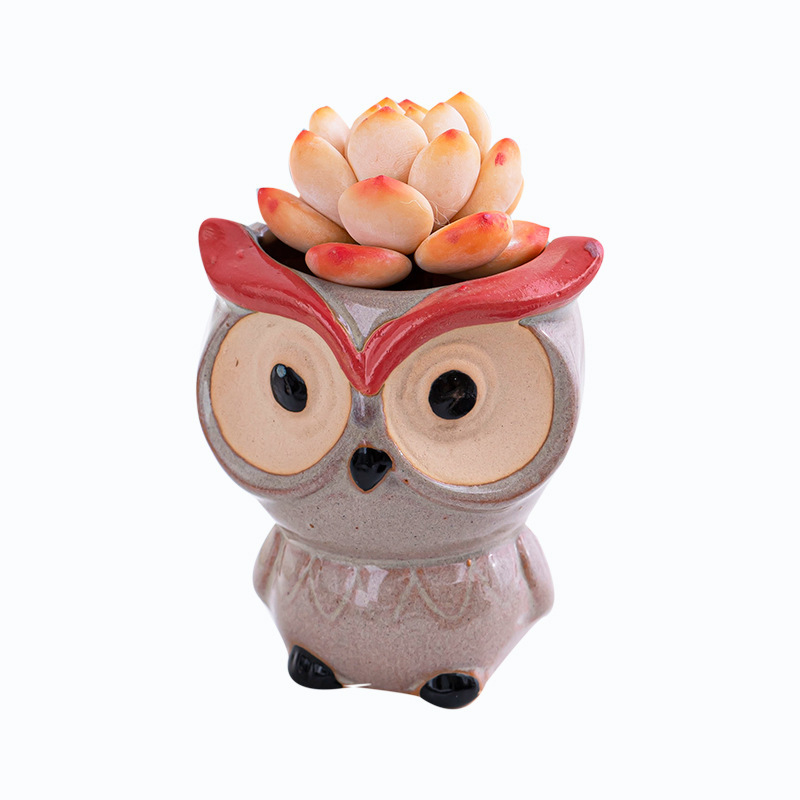 Home Office Decor Flower Pot Thumb Small Cartoon Plant Succulent Pots Ceramic Mini Owl Flower Pot