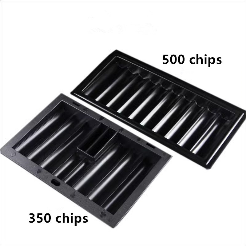 500 Chips Tray Plastic Poker Chips Racks Casino Poker Table Dealer Chips Tray with 2 Card Slots