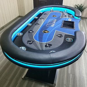 Modern Luxury Custom Gambling Poker Table 10 Players 2.4m Led Light Wooden Poker Tables for Texas Blackjack