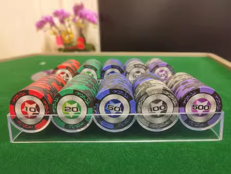 Poker Chips Tray with Lid Clear Acrylic Poker Chip Rack Holder for Casino Game