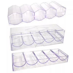 Poker Chips Tray with Lid Clear Acrylic Poker Chip Rack Holder for Casino Game