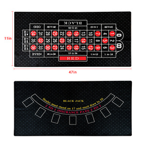 Poker Table & Blackjack Casino Mini Felt Convenient Space-Saving 47" x 23" Roll-up Casino Gambling Tabletop Mat