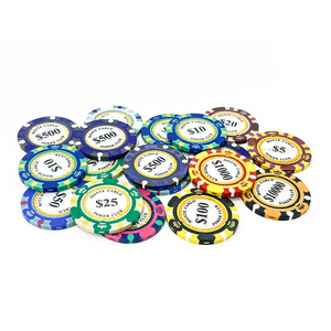 Clay Poker Chips 14g Set Casino Poker Coins 40mm Entertainment Custom Poker Chip Texas Hold'em Dollar Game