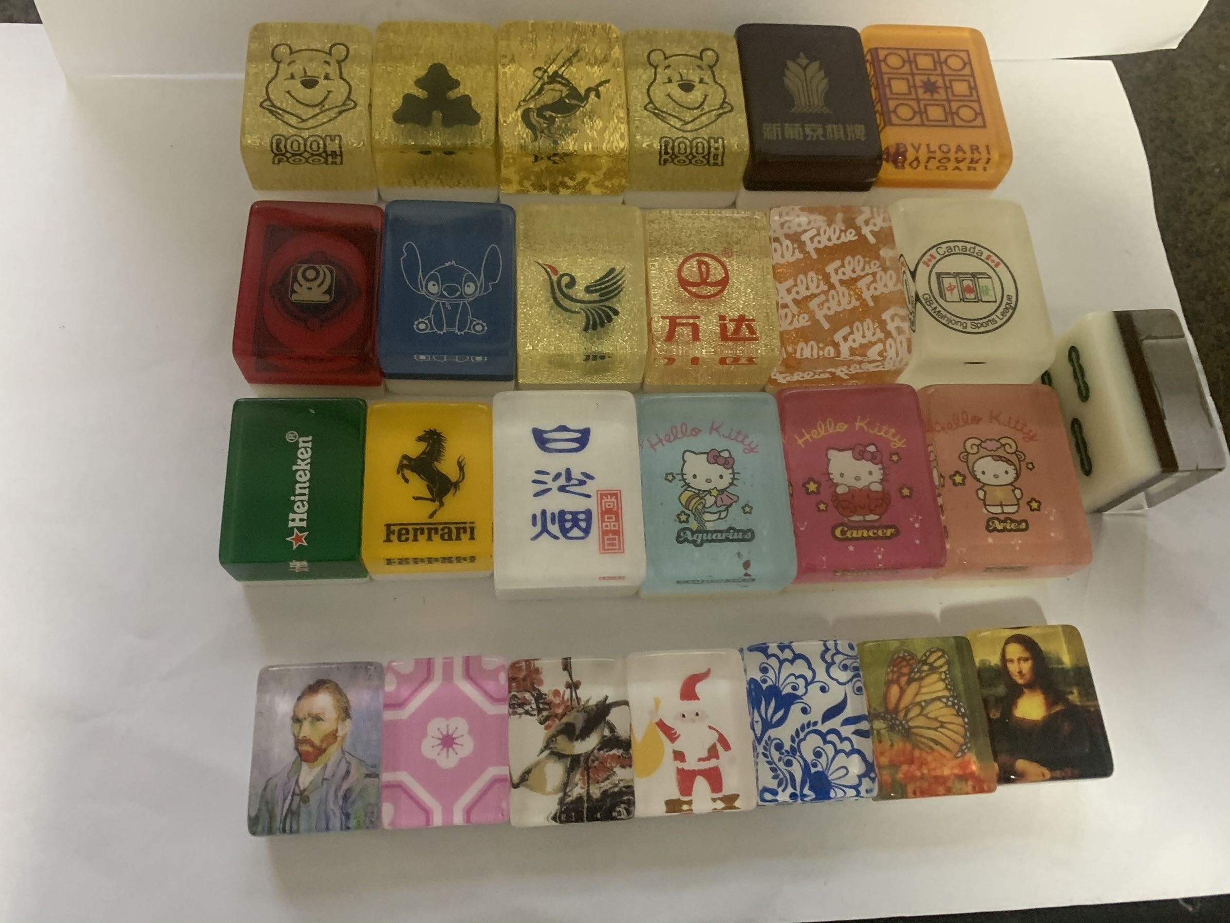 Customized Acrylic Mahjong Tiles Set Singapore American Malaysia Chinese Travel Game