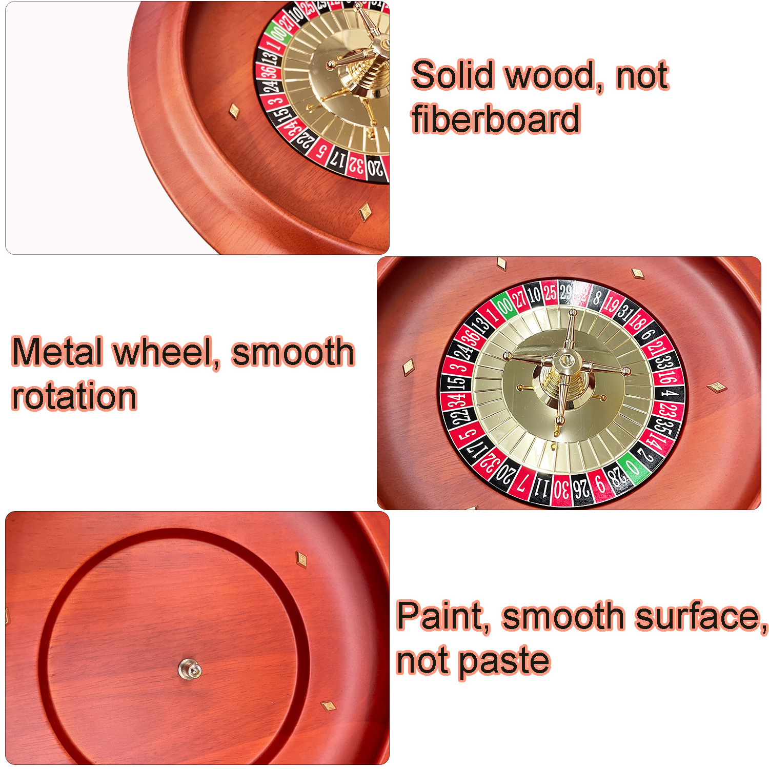 Solid Wood Roulette Wheel, 11 inch Wooden Casino Roulette Wheel Sets for Adults Table Game