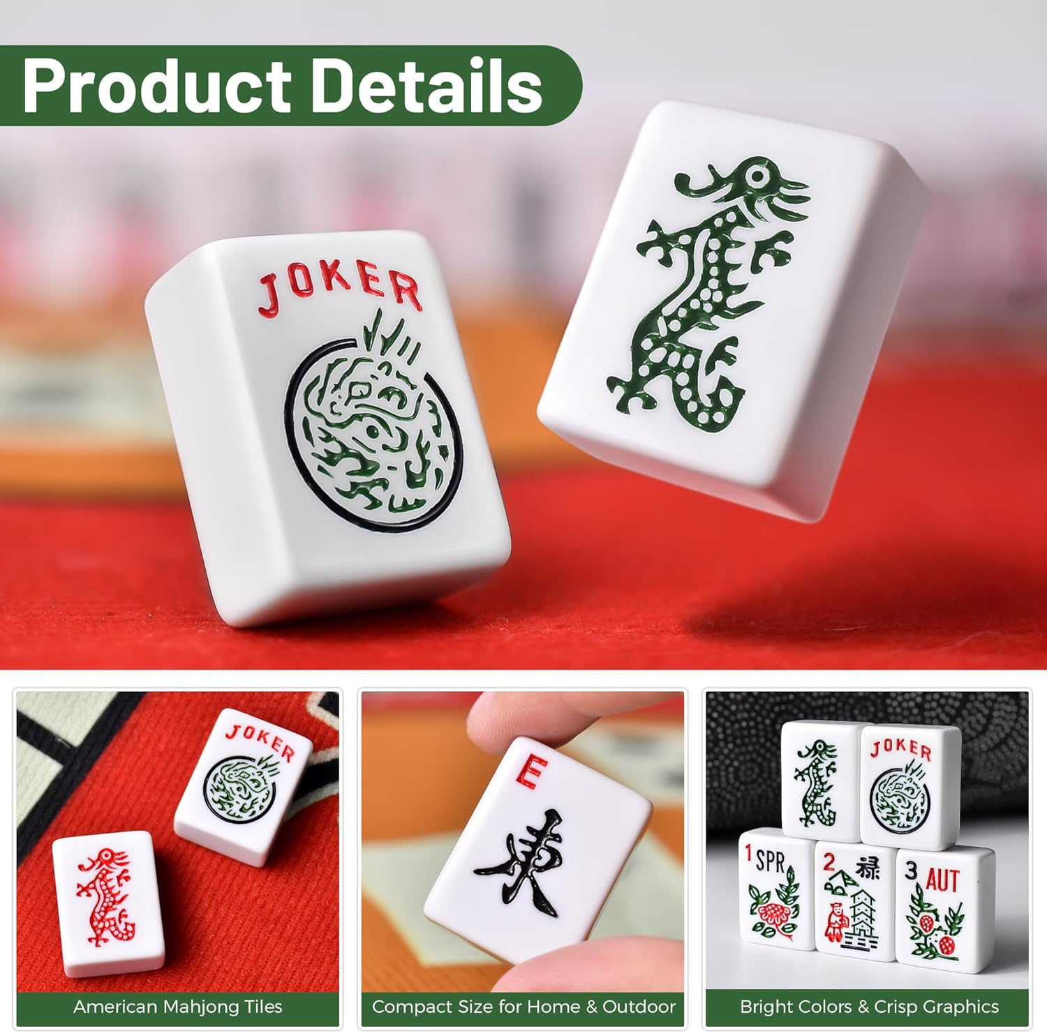 American Mahjong Set 166 Tiles Melamine Travel Mahjong 30mm Tiles Game Set