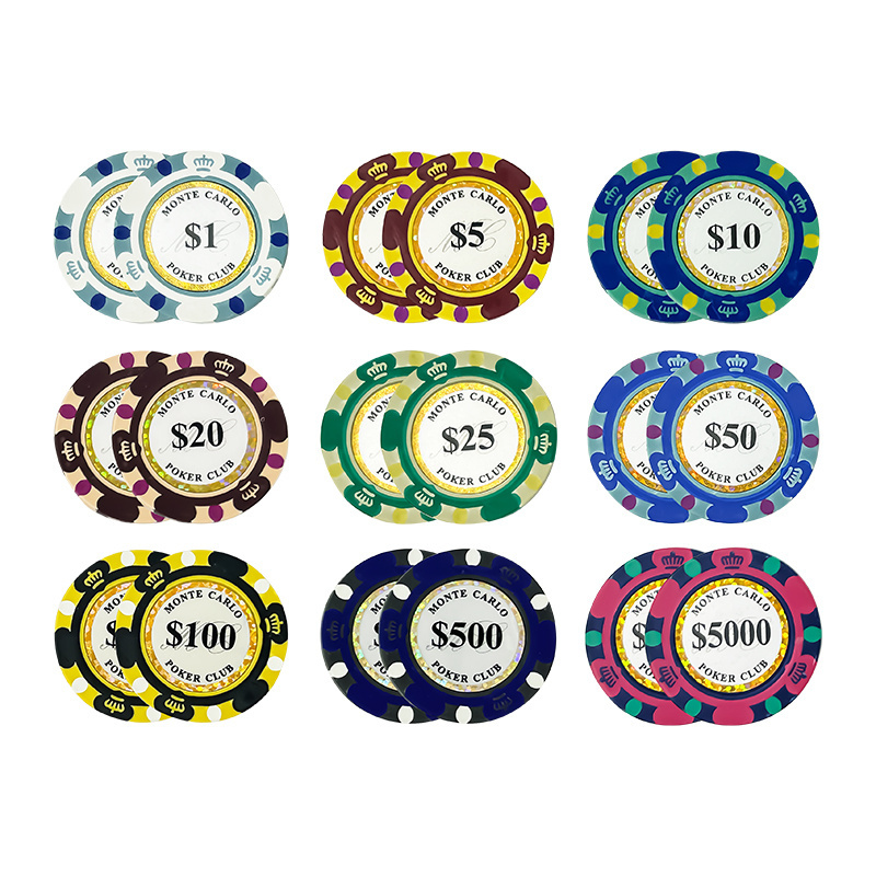 Clay Poker Chips 14g Set Casino Poker Coins 40mm Entertainment Custom Poker Chip Texas Hold'em Dollar Game