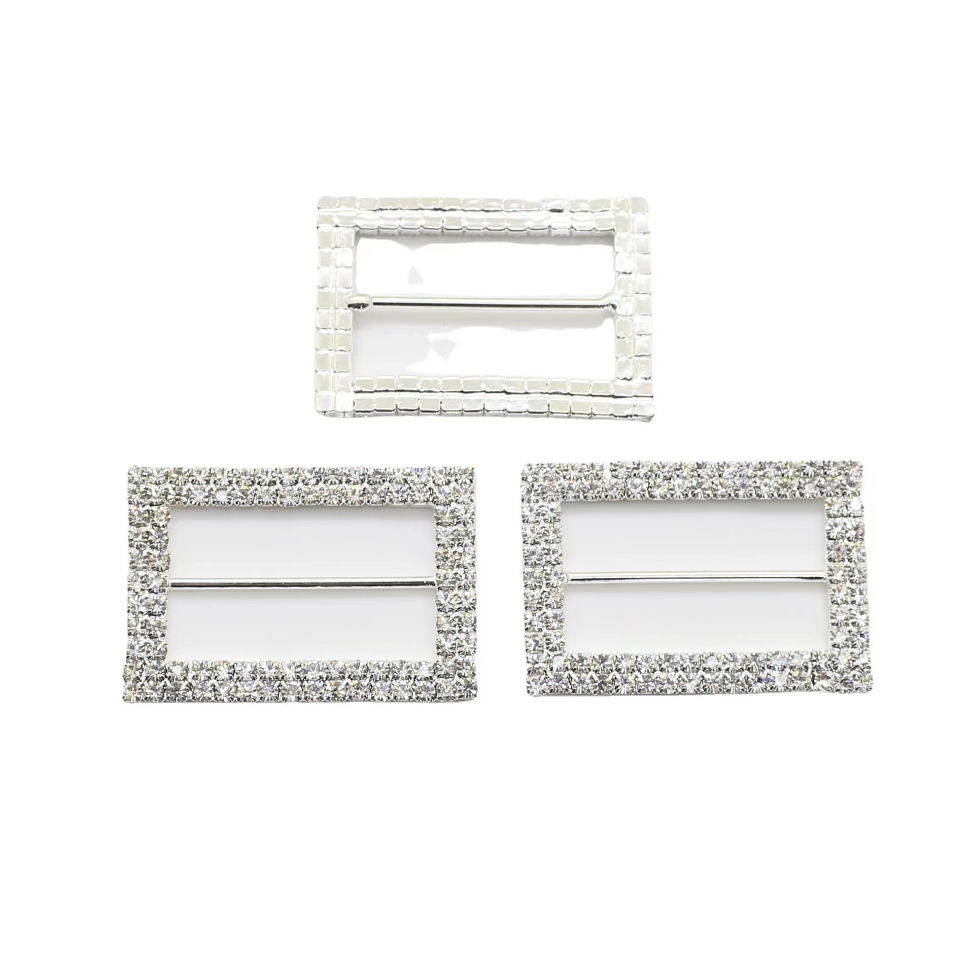 Metal Rhinestone Wedding Rectangle Buckle Jewelry Decoration For Party DIY Accessories Button Bucklces