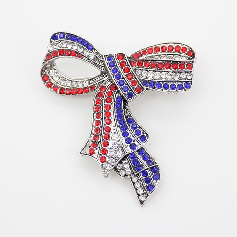 Rhinestone Bow Brooches Women Large Bowknot Ribbon Fashion Jewelry Brooch Pin Dress Scarf Accessories