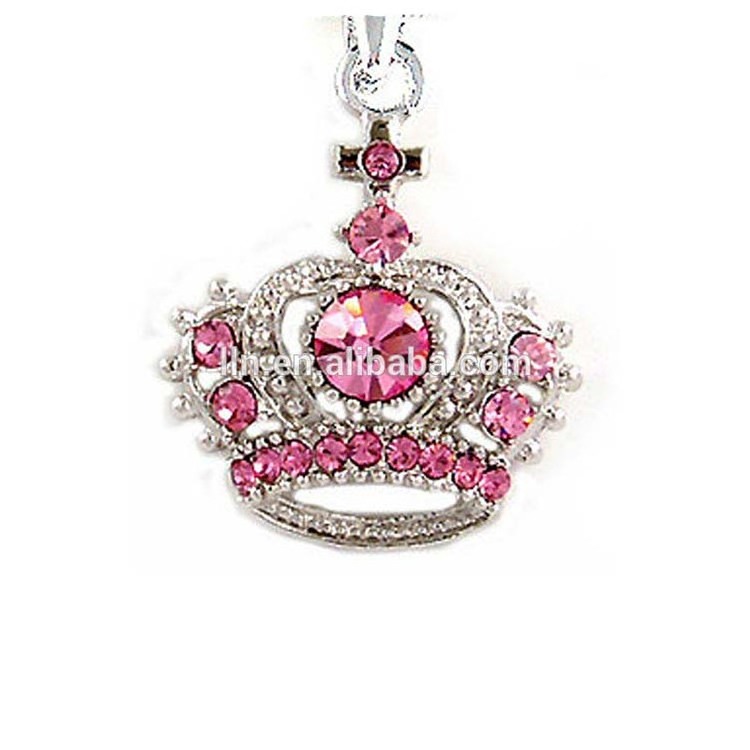 2023 Fashion Princess Crown Rhinestone Pendant Alloy Charms For Bracelet Making Jewelry Crystal Necklace Pendant Accessories