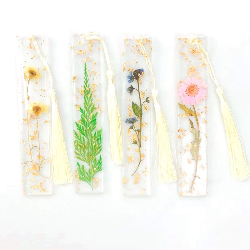 Resin Transparent Bookmark With Tassel Book Mark For Gift Beautiful DIY With Pressed Dried Flowers Book Page Holder