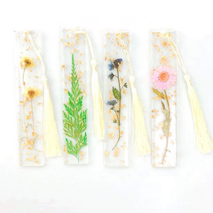 Resin Transparent Bookmark With Tassel Book Mark For Gift Beautiful DIY With Pressed Dried Flowers Book Page Holder