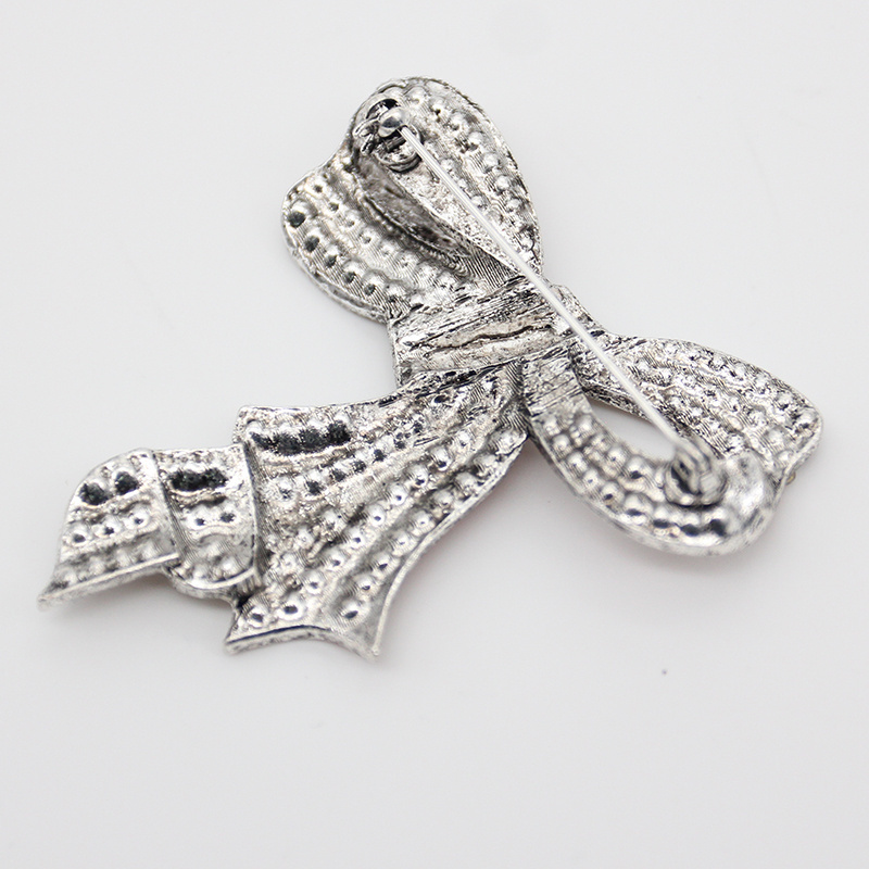 Rhinestone Bow Brooches Women Large Bowknot Ribbon Fashion Jewelry Brooch Pin Dress Scarf Accessories