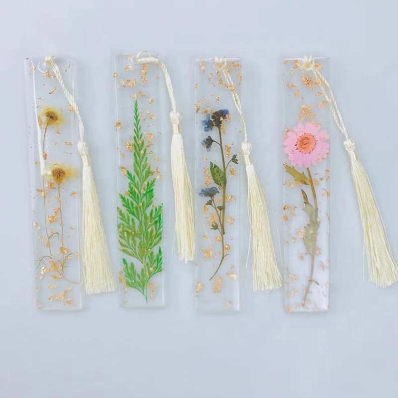 Resin Transparent Bookmark With Tassel Book Mark For Gift Beautiful DIY With Pressed Dried Flowers Book Page Holder