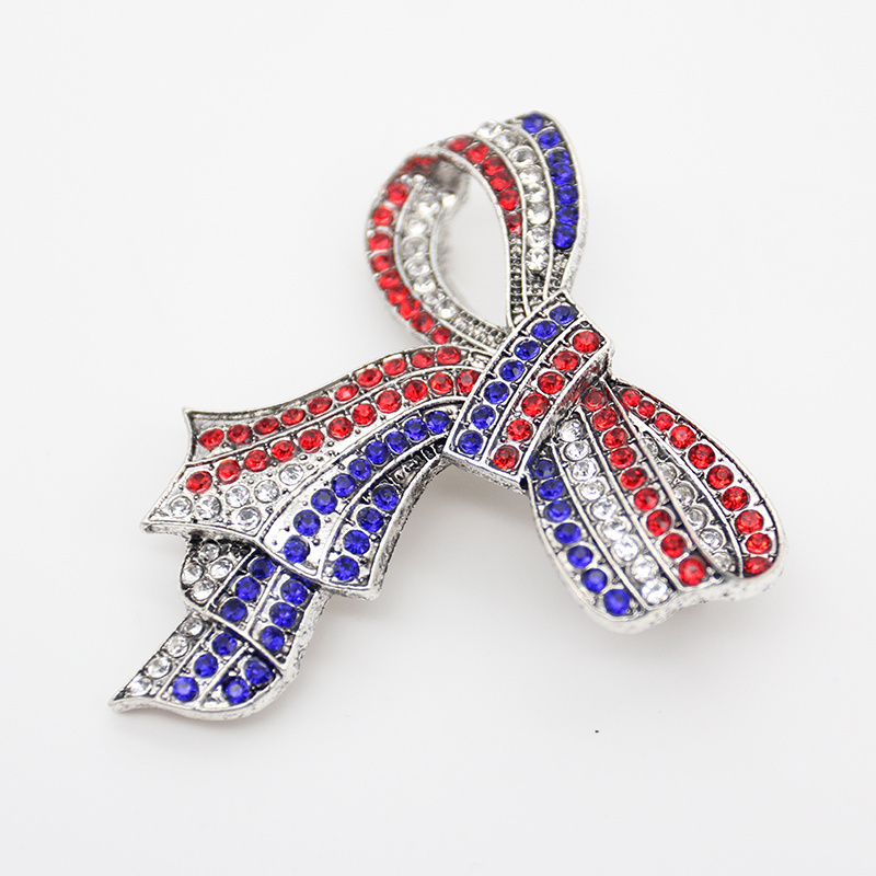 Rhinestone Bow Brooches Women Large Bowknot Ribbon Fashion Jewelry Brooch Pin Dress Scarf Accessories