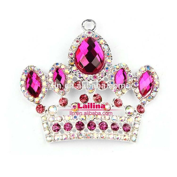 2023 Fashion Princess Crown Rhinestone Pendant Alloy Charms For Bracelet Making Jewelry Crystal Necklace Pendant Accessories