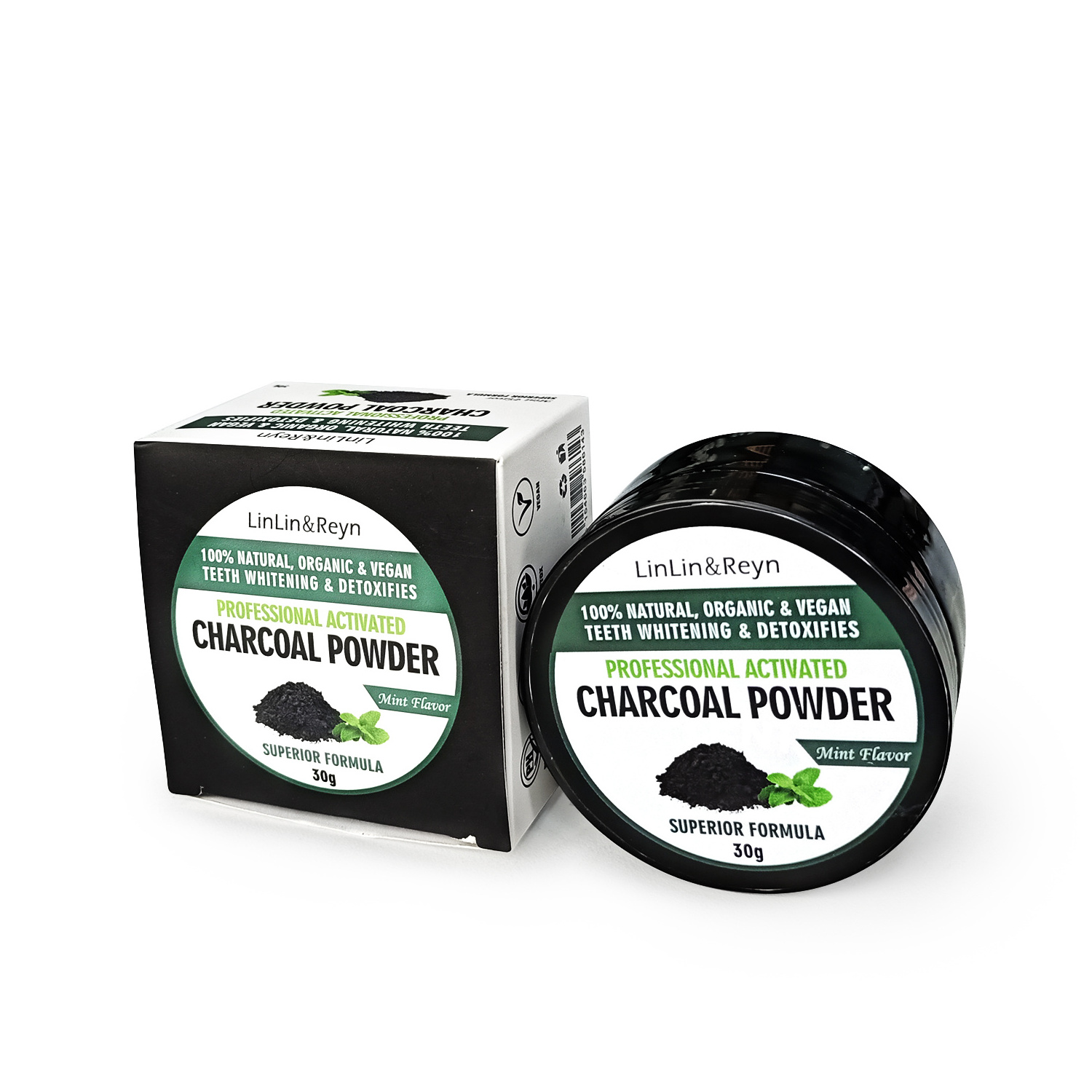 Wholesale 30g Coconut Black Charcoal Powder Mint Flavor Teeth Whitening Powder