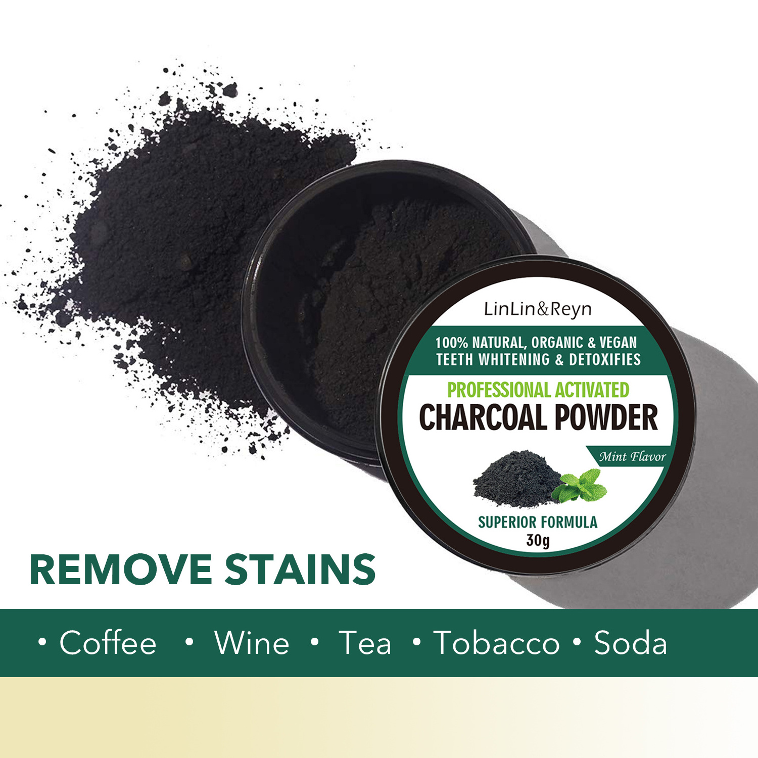 New Products Natural Activated Coconut Shell Charcoal Teeth Whitening Powder