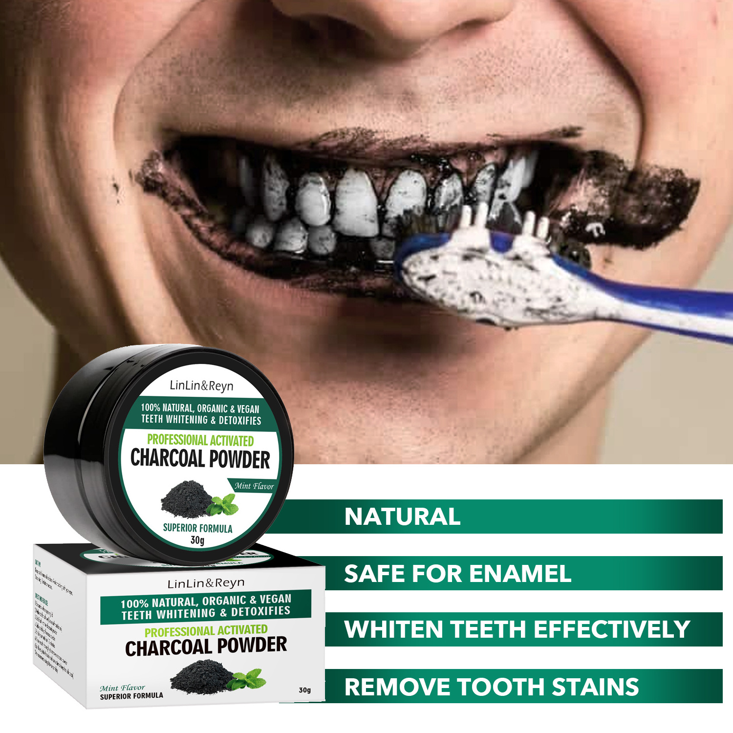 New Products Natural Activated Coconut Shell Charcoal Teeth Whitening Powder