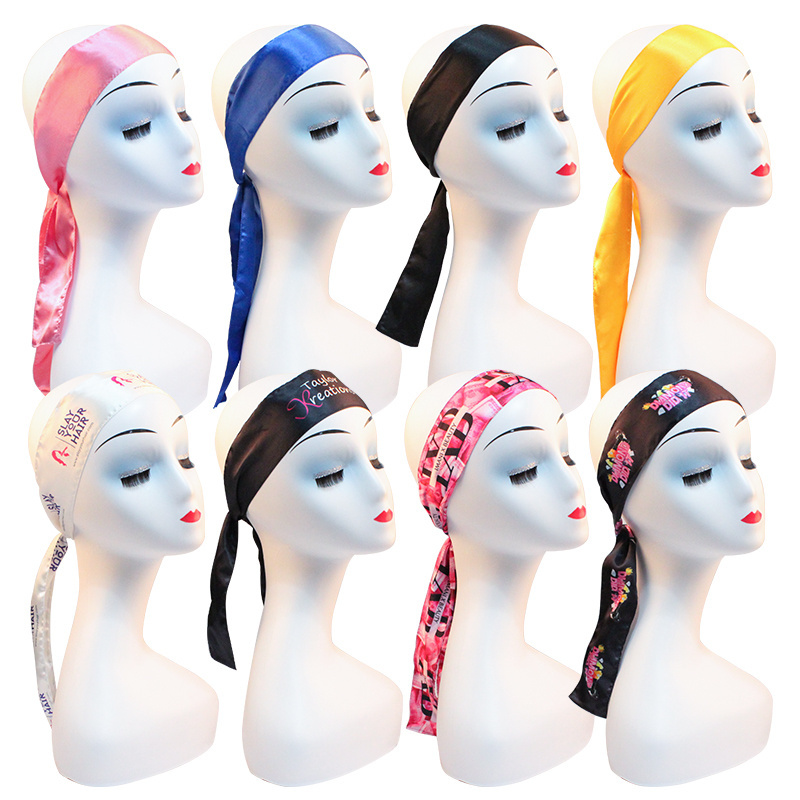 Designer Women Bonnets Customized Logo Double Layer Satin Silky Sleep Braiding Hair Bonnet Supplier In China