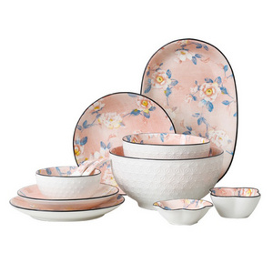 Cherry Blossoms Tableware Set Household Ceramic Dishes Custom Porcelain Dinnerware Set