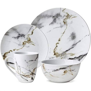 Popular dinnerware luxury marble custom breakfast ceramic dinner set