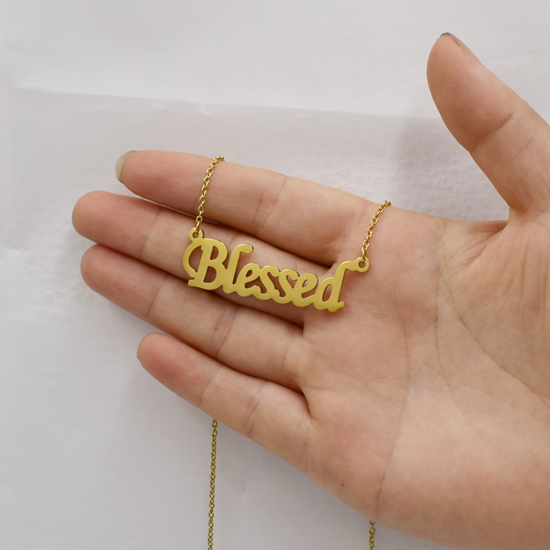 2021 Best Selling Gold Lucky Jewelry 14K Stainless Steel Gold Plated Custom Letter Name Necklace Blessed Letter Necklace