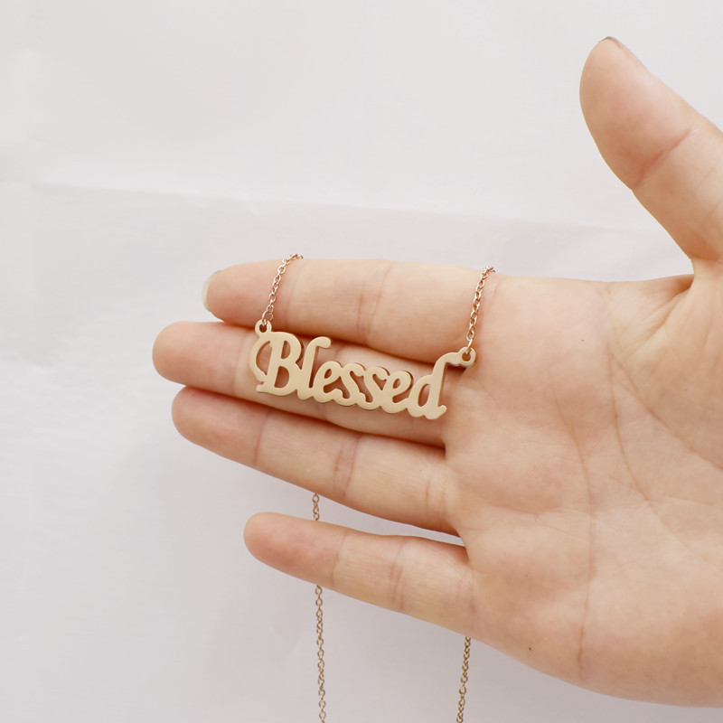 2021 Best Selling Gold Lucky Jewelry 14K Stainless Steel Gold Plated Custom Letter Name Necklace Blessed Letter Necklace