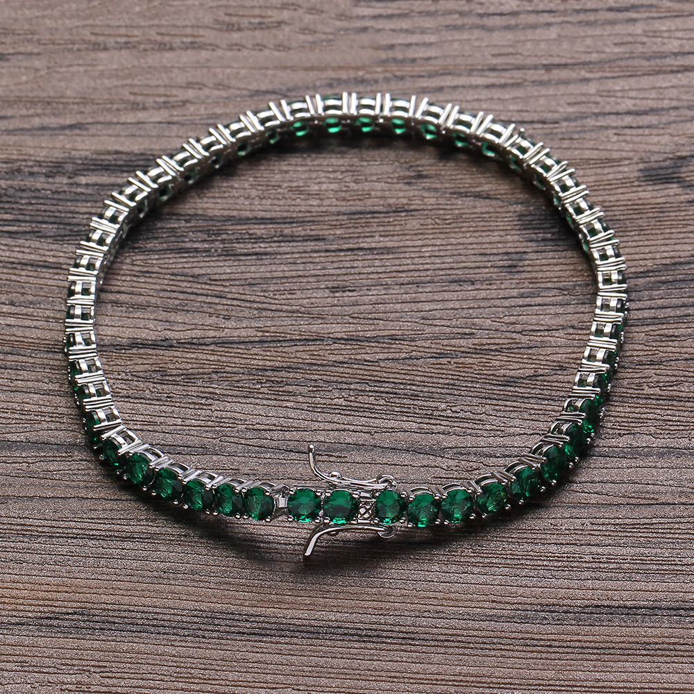 2021 New Arrival Bling 4mm Green Emerald Diamond Tennis Bracelet Micro Green Cubic Zirconia CZ Tennis Bracelet