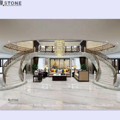 white marble and black stone  stairs for  indoor of white marble looks from Foshan stone suppliers