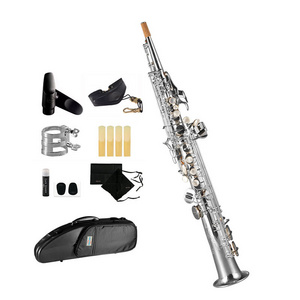 Saxophone High Grade Straight Phosphor Copper Body Silver Plating Keys RSS-X6 Soprano Saxophone